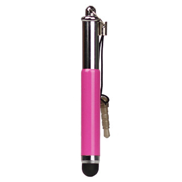 Добави още лукс Стилус писалки Стилус писалка сгъваема 3.5 мм жак за капацитивни тъч дисплеи универсална - розова